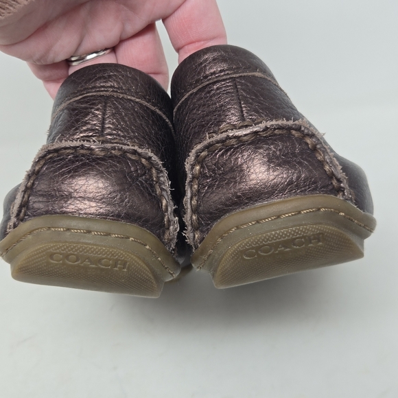 COACH Mary Lock Up Women's Shoes Bronze Pebbled Leather Comfort Loafers Size 8B - Picture 8 of 12